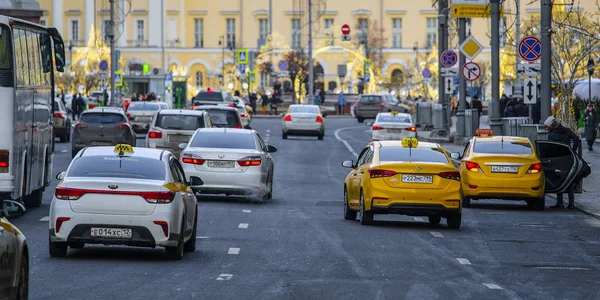 Moszkva Oroszország 2020 Január Taxi Képe Moszkva Utcában — Stock Fotó