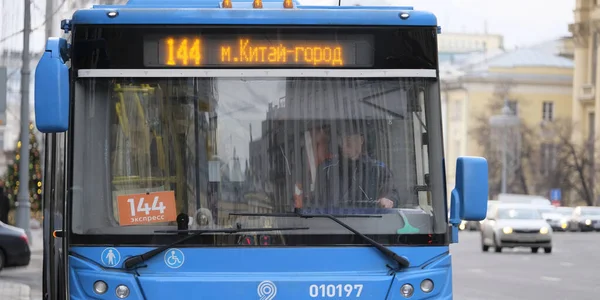 Moscou Rússia Janeiro 2020 Imagem Ônibus Rua Moscou — Fotografia de Stock