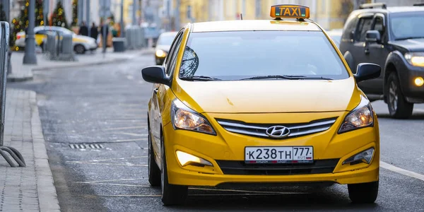 Moskau Russland Januar 2020 Das Bild Des Taxis Auf Der — Stockfoto