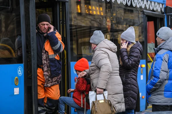 Moscú Rusia Enero 2020 Imagen Autobús Una Estación Autobuses Moscú — Foto de Stock