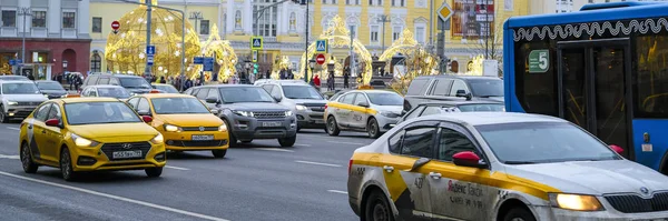 Moskau Russland Januar 2020 Das Bild Des Taxis Auf Der — Stockfoto