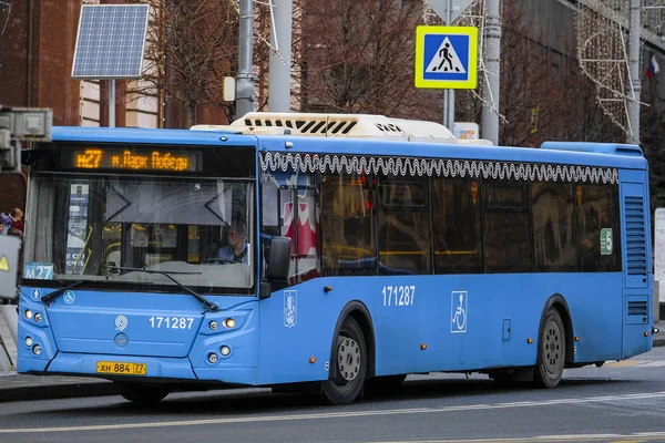 Moskwa Rosja Stycznia 2020 Obraz Autobusu Ulicy Moskwa — Zdjęcie stockowe