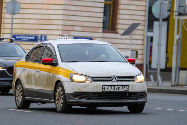 Moscow Russia January 2020 Image Taxi Moscow Street — Stock Photo, Image