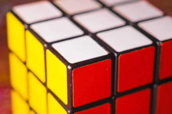 Imagen Cerca Parte Del Cubo Montado Rubik —  Fotos de Stock