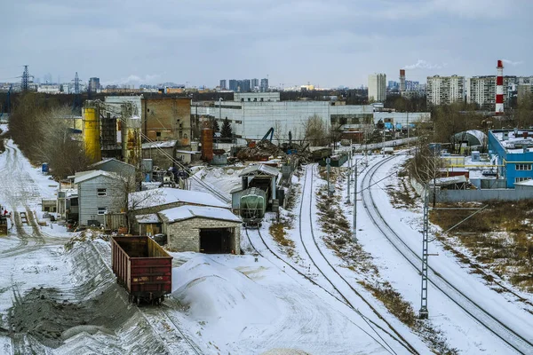 Imagem Distrito Industrial Moscou Trilhos Ferroviários — Fotografia de Stock