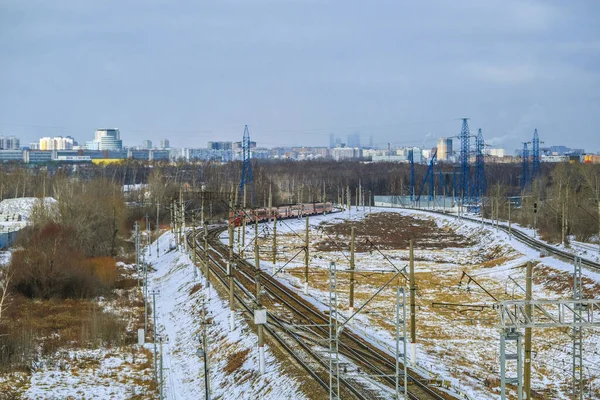 Kışın Demiryolu Hattının Görüntüsü — Stok fotoğraf