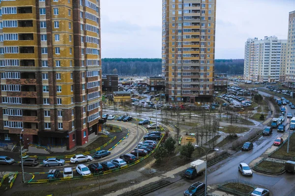 Moscow Russia February 2020 Image New Residential Area Moscow Parking — Stock Photo, Image