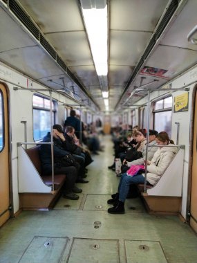 Moskova, Rusya - 9 Mart 2020: Moskova 'daki trenin iç görüntüsü