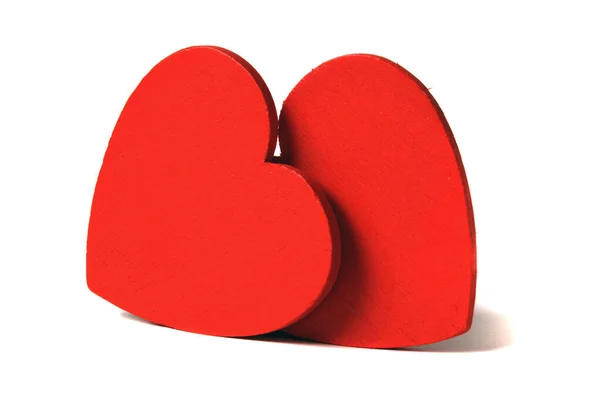 Zwei Rote Herzen Isoliert Auf Weiß — Stockfoto