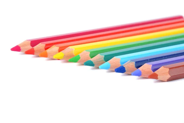Assortiment Crayons Couleur Sur Blanc — Photo