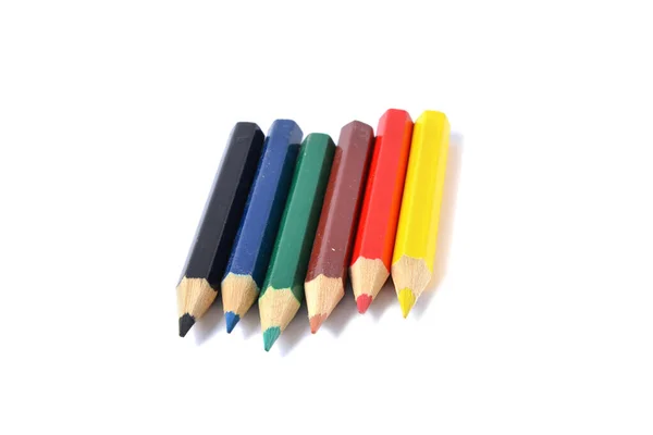 Sortimento Lápis Coloridos Sobre Branco — Fotografia de Stock