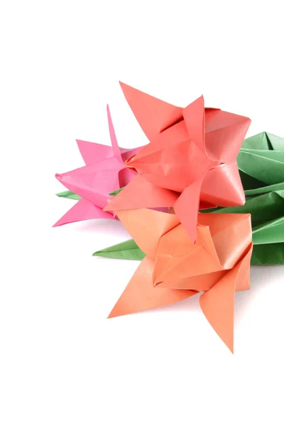Origami Tulipán Aislado Sobre Fondo Blanco —  Fotos de Stock