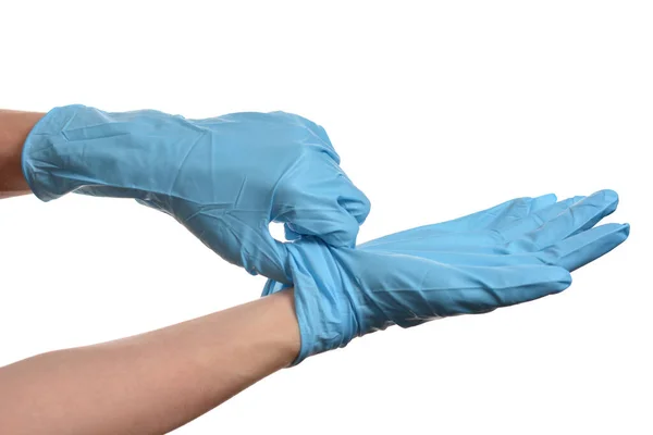 Hand Blue Protective Glove Isolated White Background — Stock Photo, Image