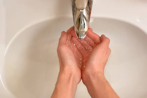 Fermeture Des Mains Savon Lavées Sous Eau — Photo