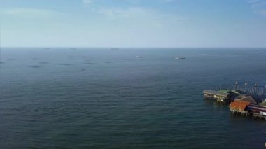Güzel hava manzaralı borneo deniz çingene su köyü. Hava görüntüleri