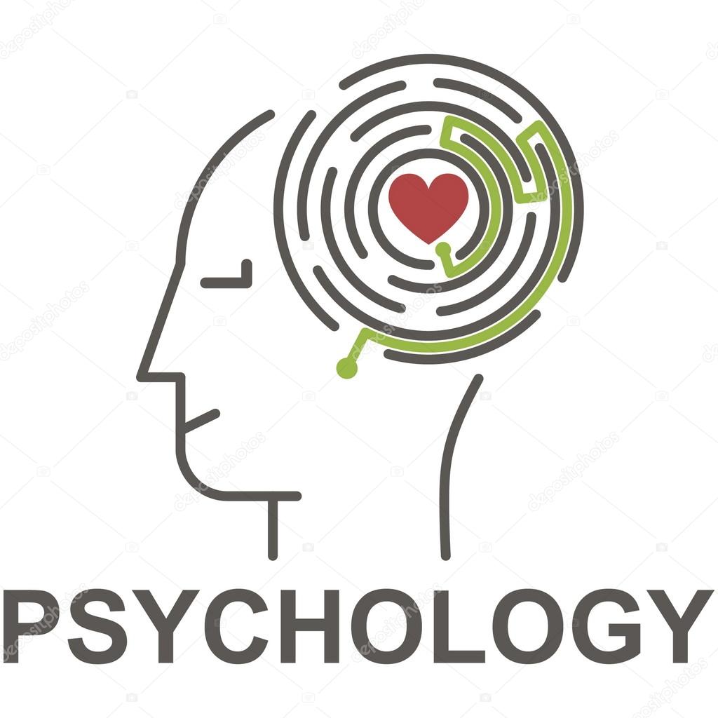 Line icon whith Human face and maze whith right path for heart. Icon suitable for logo or banner.