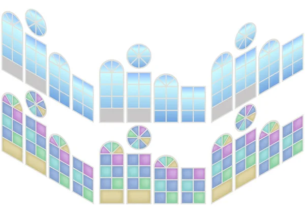 Sammlung von Fenstern in isometrischer Ansicht — Stockvektor