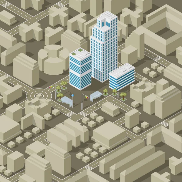 Stad plan isometrisch — Stockvector