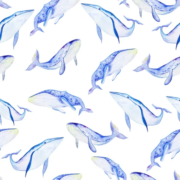 Watercolor whales pattern — Stock Photo, Image