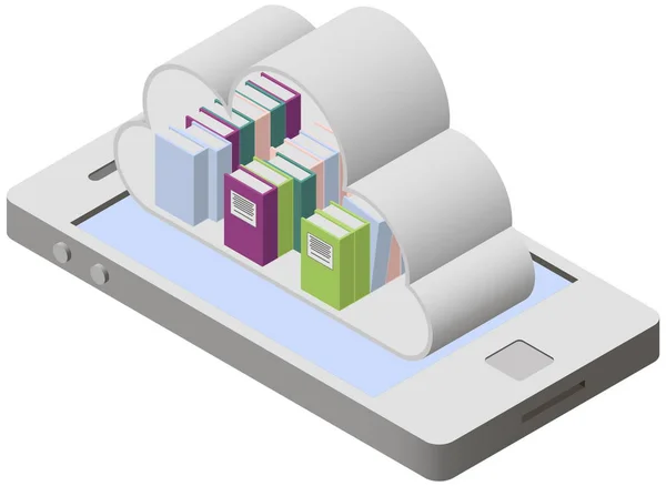 Mobile Bibliothek auf dem Bildschirm Smartphone — Stockvektor