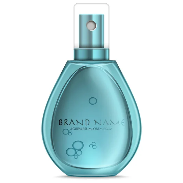 Turquoise realistic parfume bottle — Stock Vector