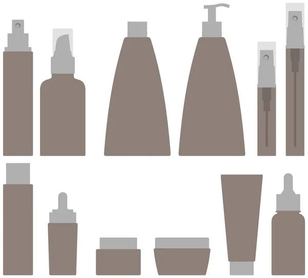 Conjunto de garrafas de cosméticos —  Vetores de Stock