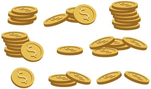 Gold coins set — Stock Vector