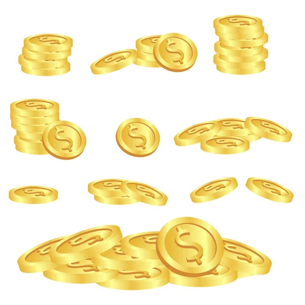 Gouden munten set — Stockvector