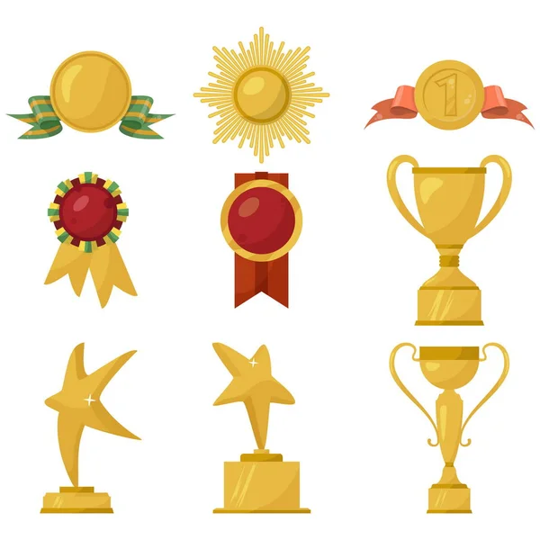 Coleção de medalhas e copos de ouro —  Vetores de Stock