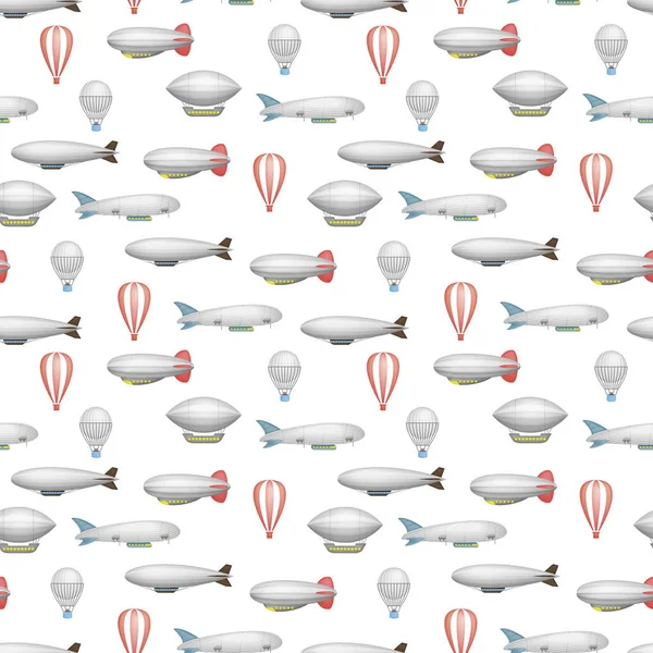 Airship and balloon seamless pattern — Stock Vector