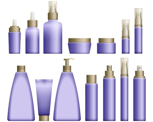 Realistic blue Cosmetics bottles — Stock Vector