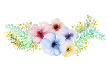 Bir buket suluboya çiçek.