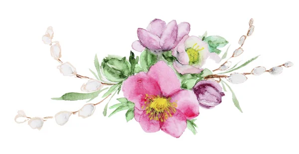 Bouquet di fiori ad acquerello — Foto Stock