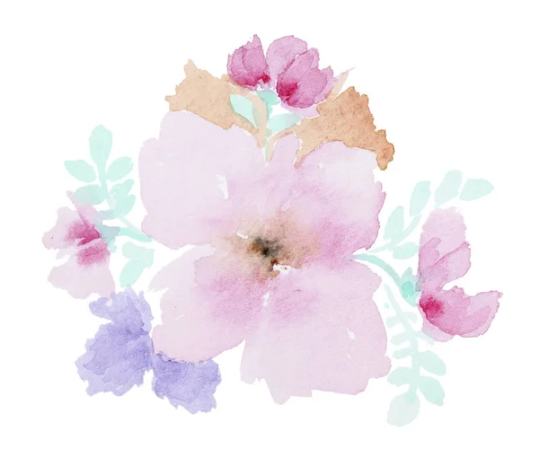 Boeket van aquarelbloemen — Stockfoto