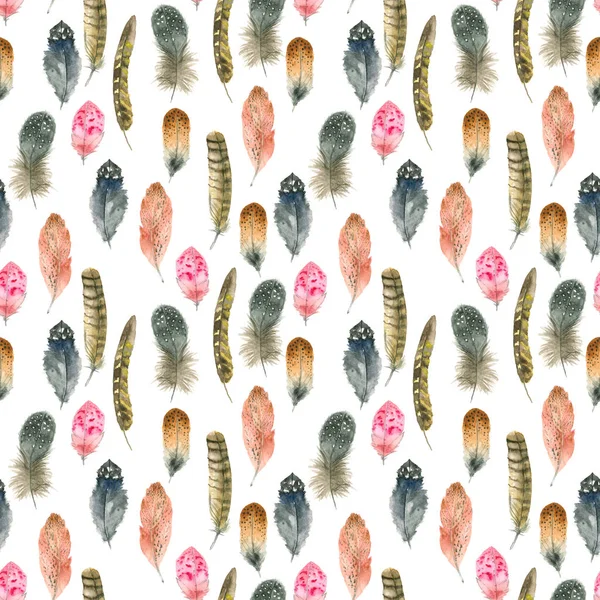 Watercolor feather pattern — Stock Photo, Image