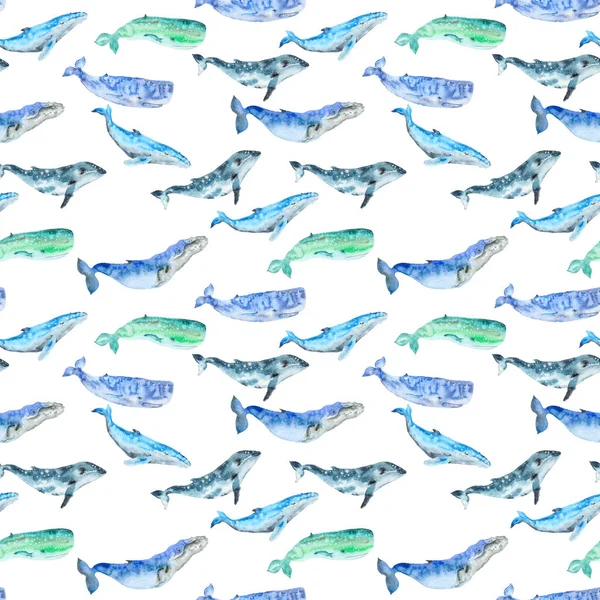 Watercolor whales pattern — Stock Photo, Image