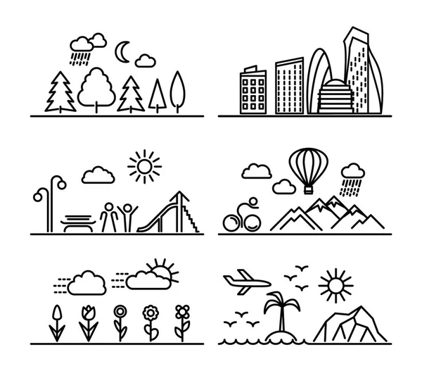 Iconos de línea urbana — Vector de stock