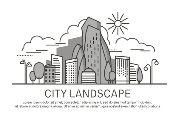 Modèle de paysage urbain avec texte — Image vectorielle