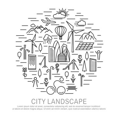 Büyük şehir kavramı afiş daire içine alınmış