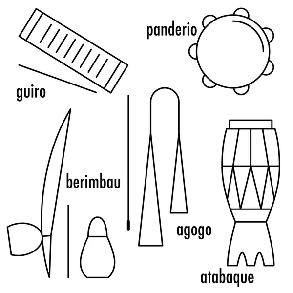 Instrumenty muzyczne brazylijska capoeira — Wektor stockowy