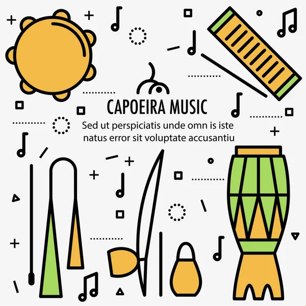 Brezilya capoeira müzik aletleri — Stok Vektör