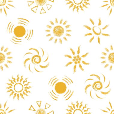 Elle çizilmiş Seamless Modeli Güneş tebeşir