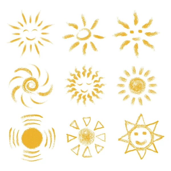 ชุดของมือวาดชอล์ก Suns — ภาพเวกเตอร์สต็อก