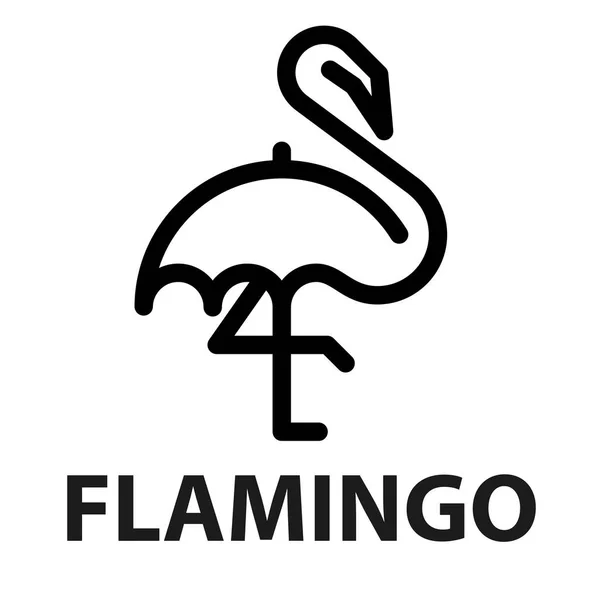 Línea icono de flamenco de paraguas — Vector de stock