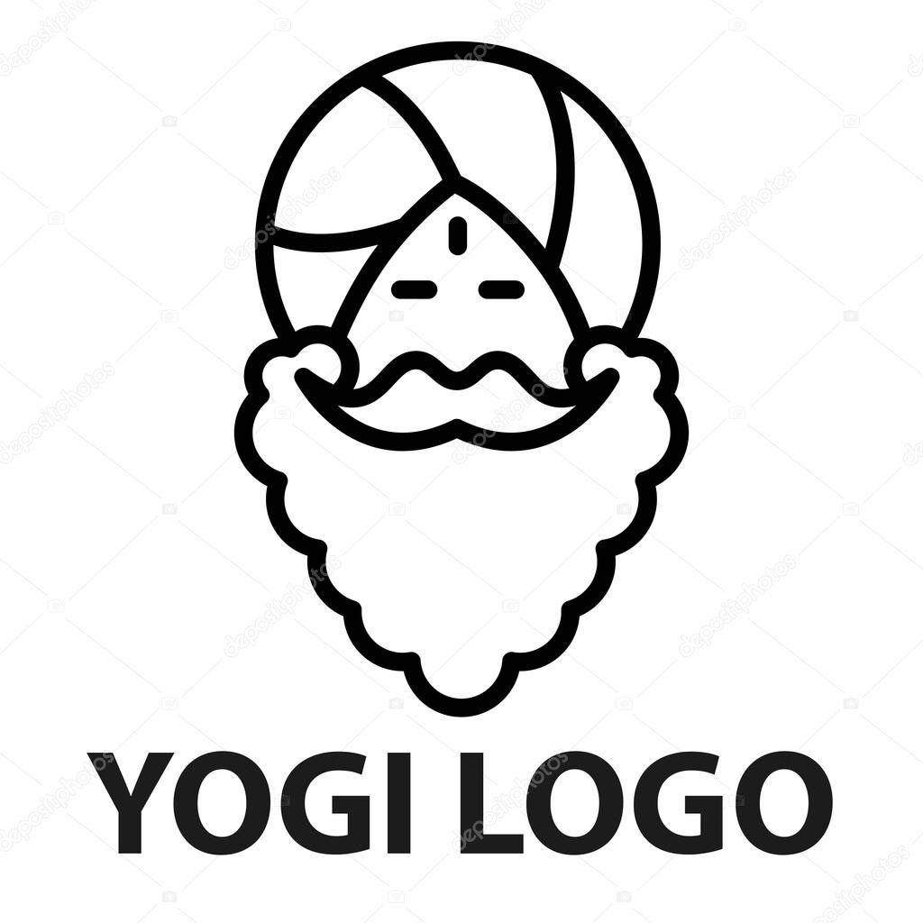 Abstract Line icon of indian man head. Linear logo template of indian man. Vector illustration.