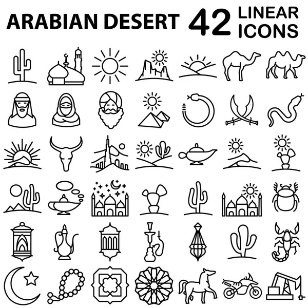 Conjunto de ícones do deserto árabe —  Vetores de Stock