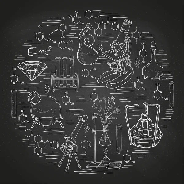 Banner de boceto de laboratorio de química — Archivo Imágenes Vectoriales