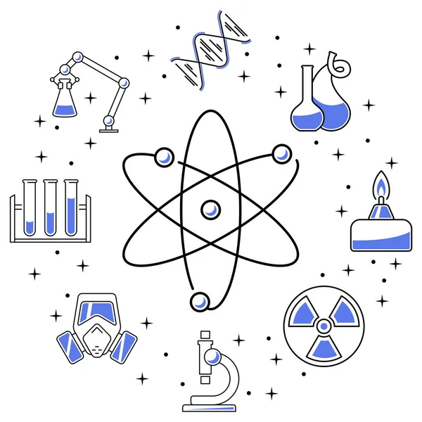 Banner ícones de química — Vetor de Stock