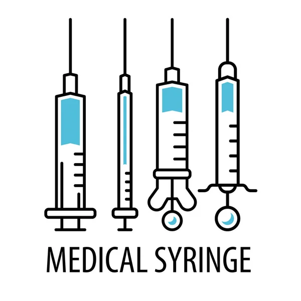 Symbole der medizinischen Spritzenlinie — Stockvektor