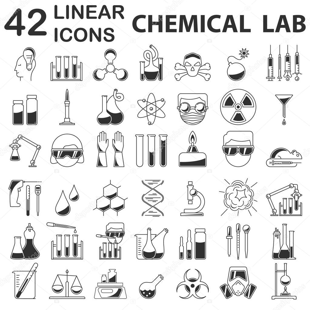 chemistry icons in linear style